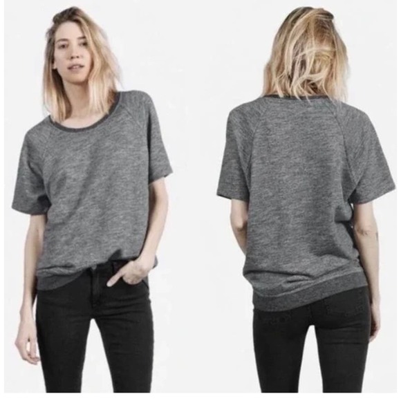 Everlane Short Sleeve Crew Neck Sweatshirt Top Heathered Gray Women's Size Small - Picture 1 of 9